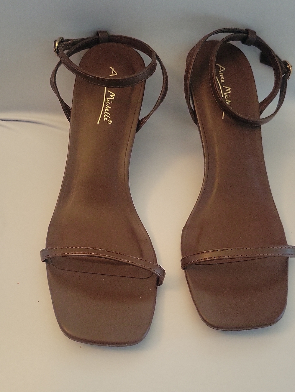 Anne Michelle Brown Strappy Square-Toe Sandals